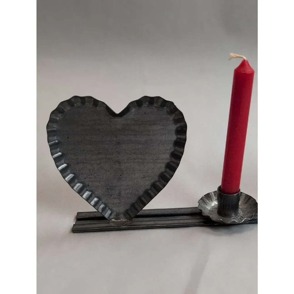 Vintage Metal Double Heart Candle Holder - Rustic Home Accent